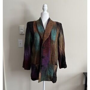 Vintage Candiss Cole Womens Small Woven Textured Jacket Artsy Funky Boho